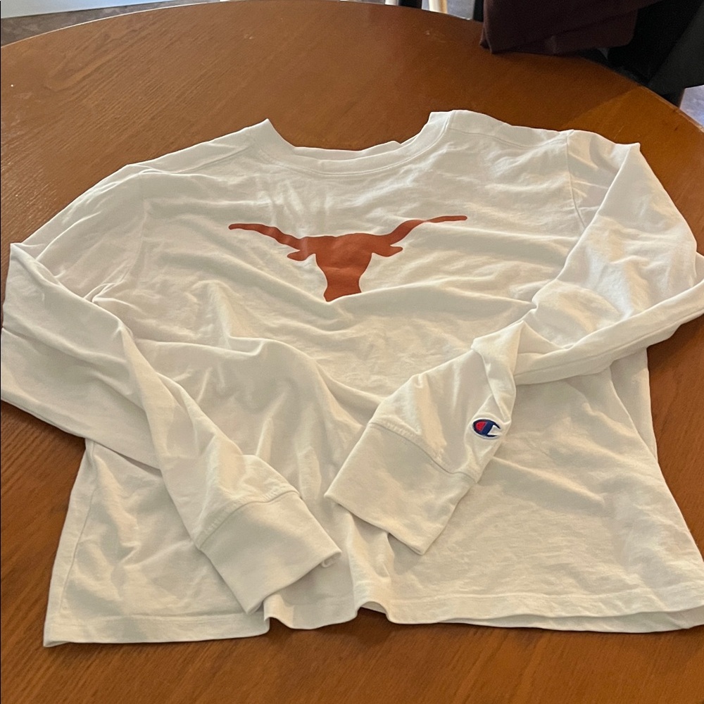 Ladies medium white long sleeve Longhorn top